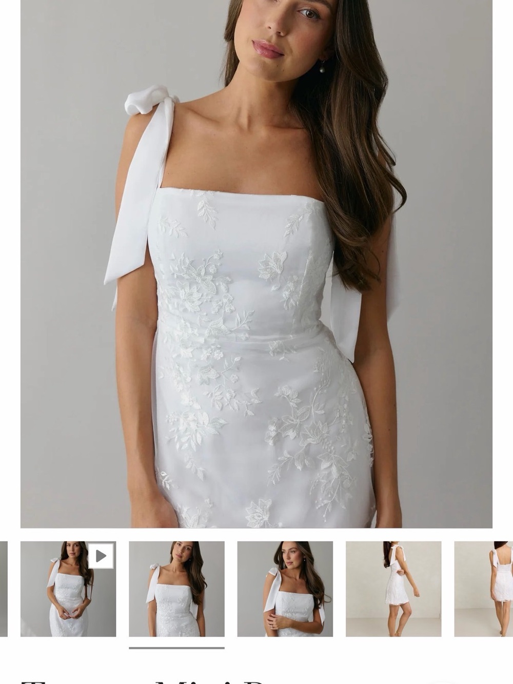 Park & Fifth White Square-Neck Bridal Dress with Bow Straps